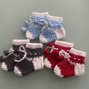 Hand crocheted slipper boots for babies